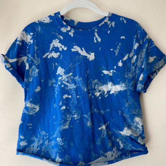 Hand Dyed Reverse Tie Dye Bleach Dye Crop Top Tee - Picture 9 of 9